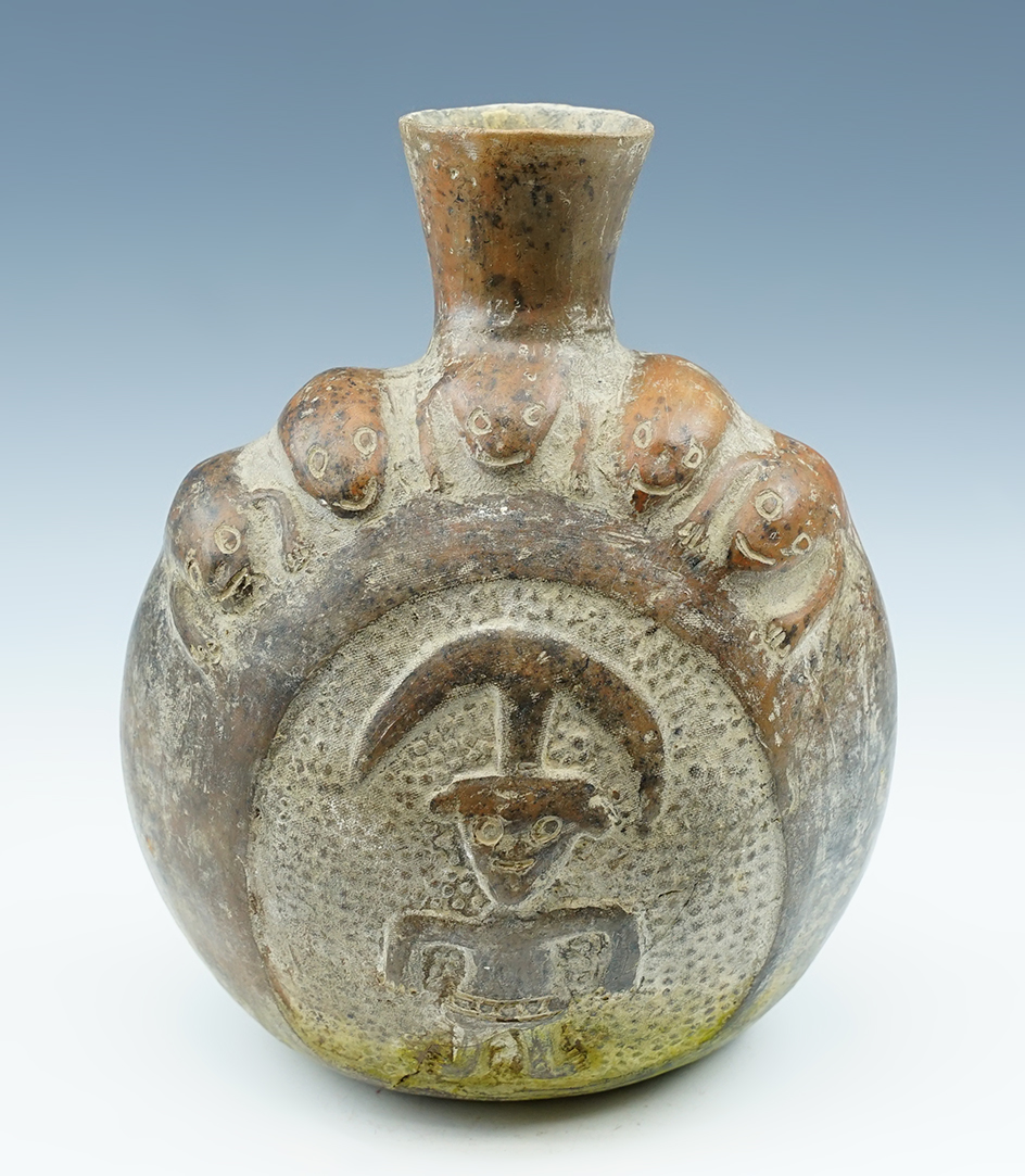 8" tall by 6" wide Chimu Pottery Vessel with restoration to rim and part of base.