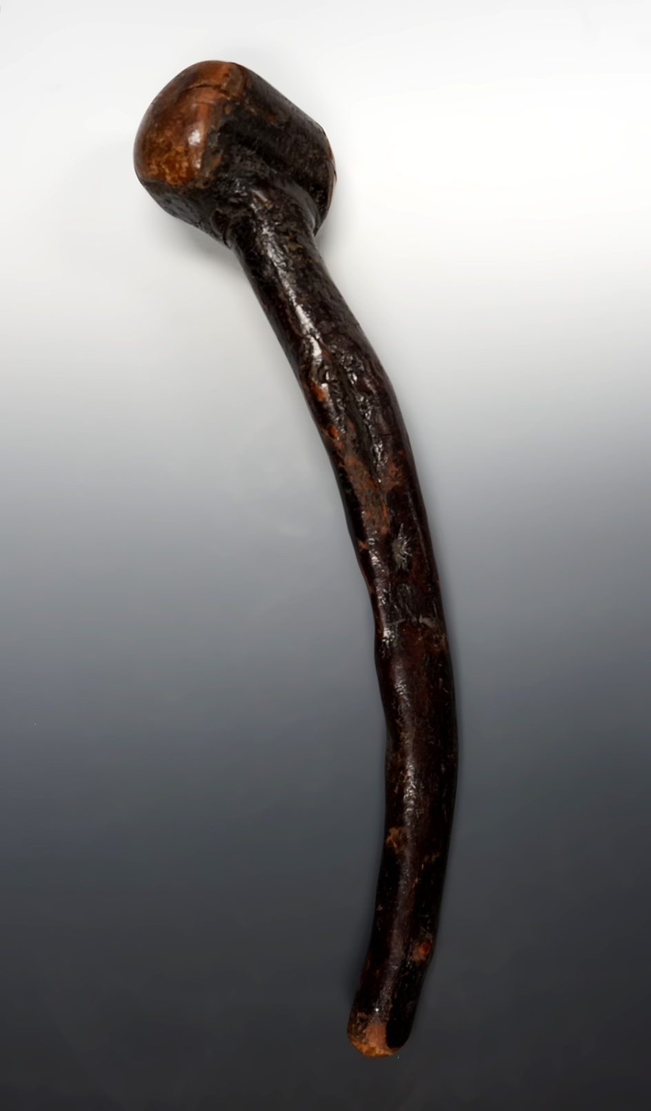 Very unique 18" long burl root club from New York with excellent patina and age.