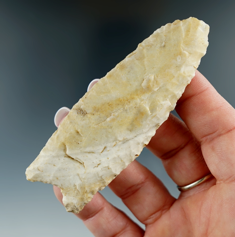 3 3/8" Paleo fluted Clovis found in Kentucky made from Carter Cave flint. Davis G-8 COA.
