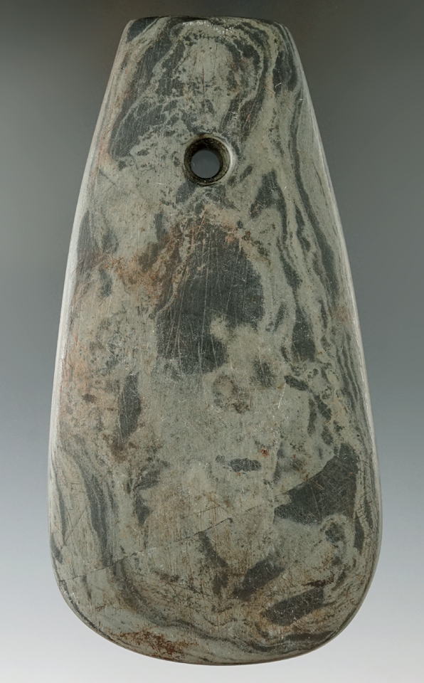 4 13/16" Adena Trapezoidal Pendant found in Ross Co., Ohio. Ex. Paul Roberts collection.