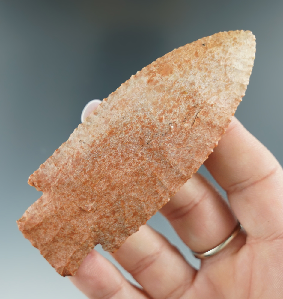 3 5/8" Hardin made from strawberry chert found in Monroe Co., Missouri.