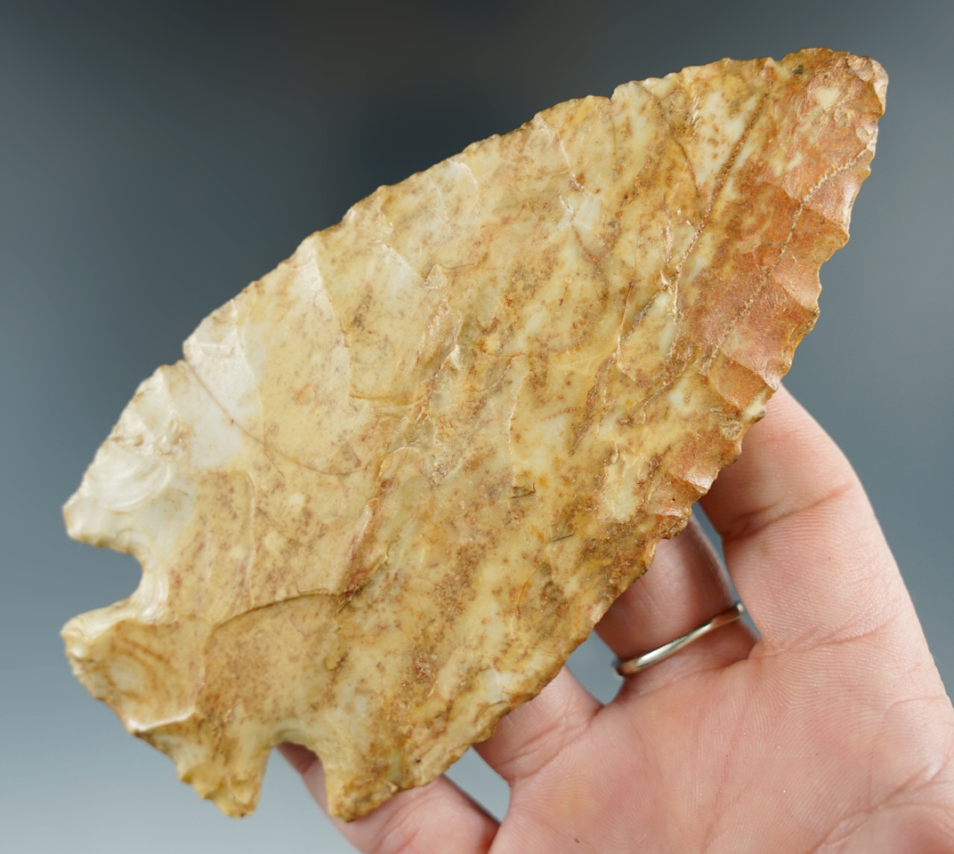 Large and nice! 5 1/8" Hopewell Knife made from beautiful material found in Illinois.