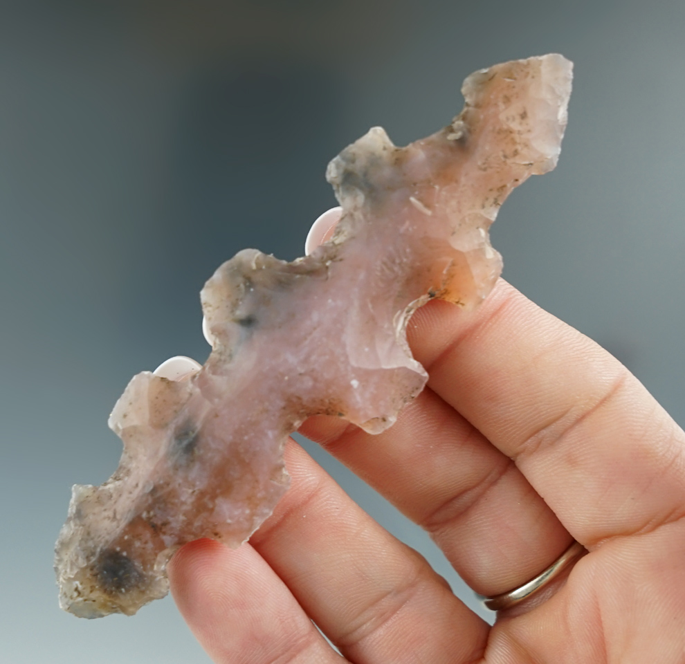 3 3/4" Mayan eccentric - nicely styled from beautiful highly translucent flint found in Belize.