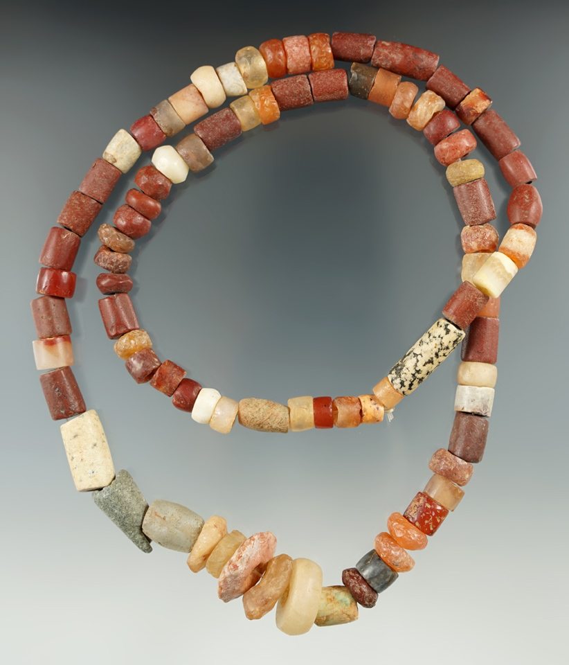 26" long strand of beautiful drilled ancient quartz beads recovered in Colombia South America.