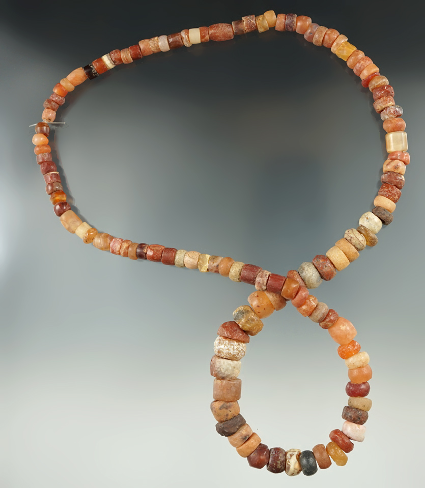 24" long strand of beautiful drilled quartz beads from ancient Columbia South America.