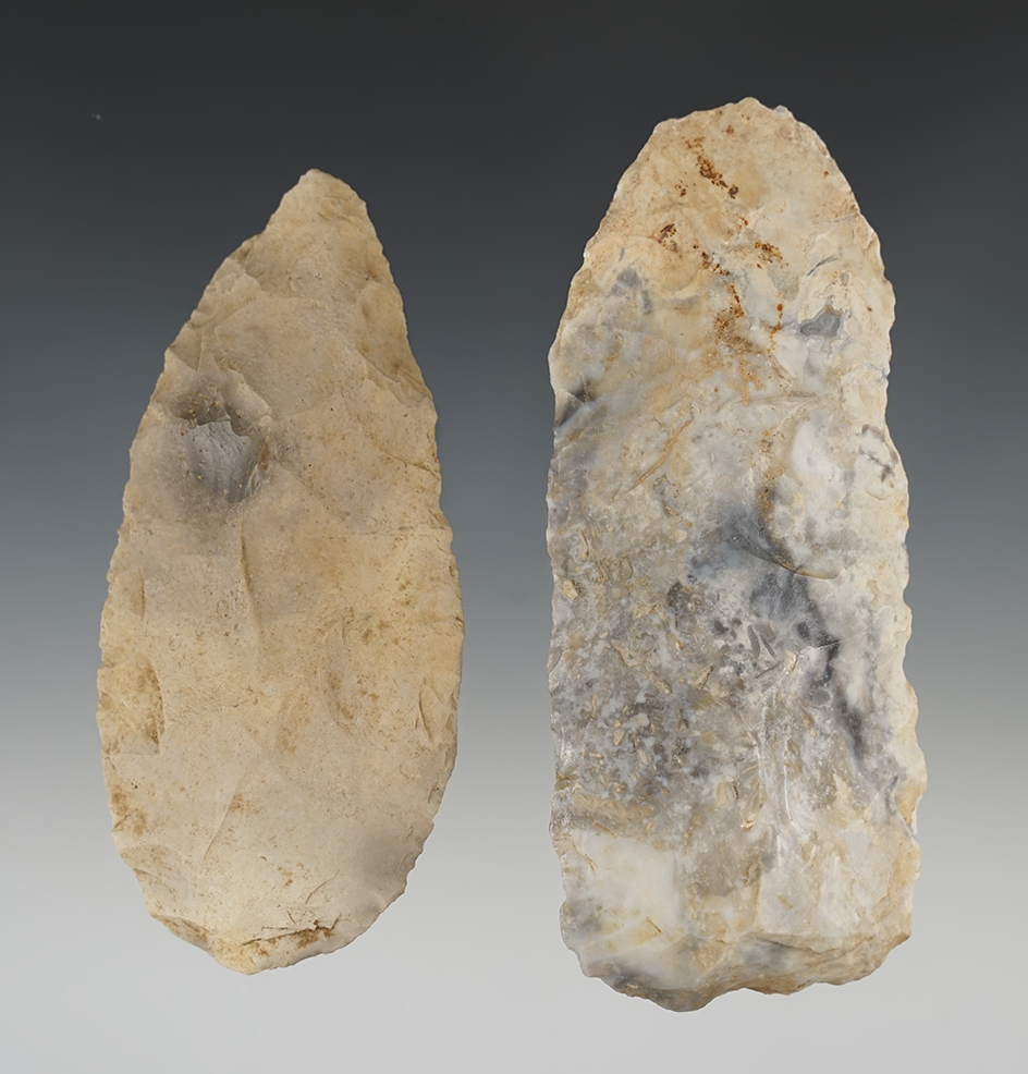 Pair of well patinated blades found in the Midwestern U.S. the largest is 4 1/2".