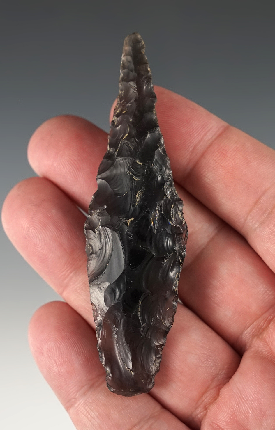 Very well styled 3 3/8" Wahmuza made from Obsidian and found in Eastern Oregon.