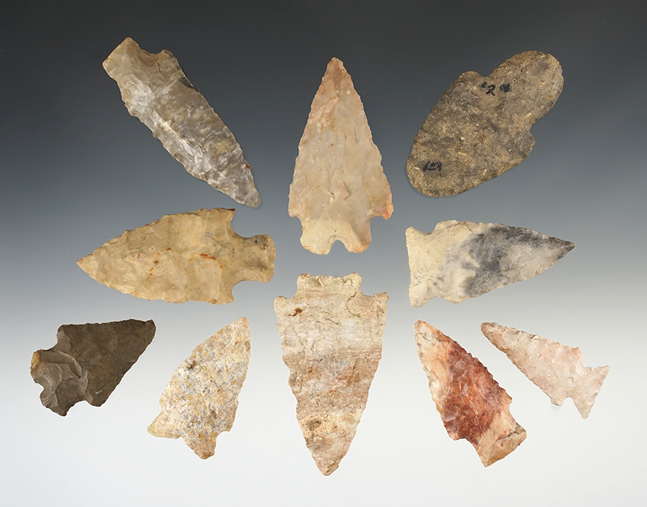 Set of 10 Assorted points in good condition. The largest is 2 3/4".