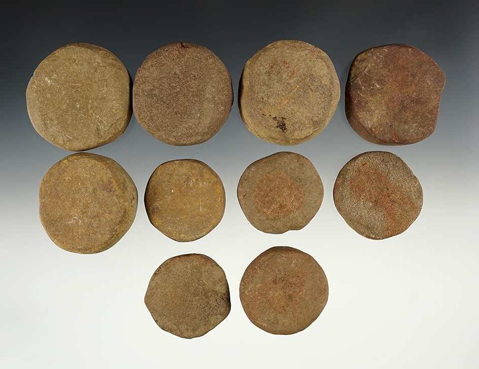 Set of 10 nicely patinated Stone Discs found in the Kentucky/Tennessee area.