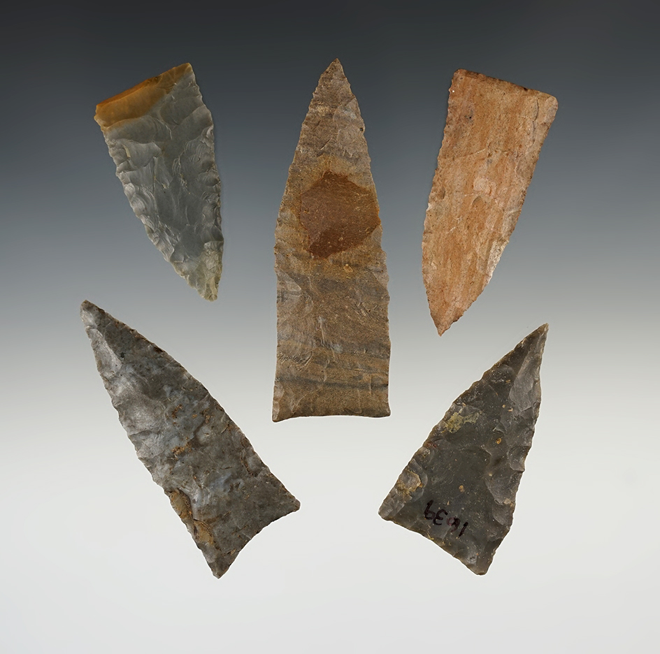 Set of 5 nicely made Copena points found in the Kentucky/Tennessee area.