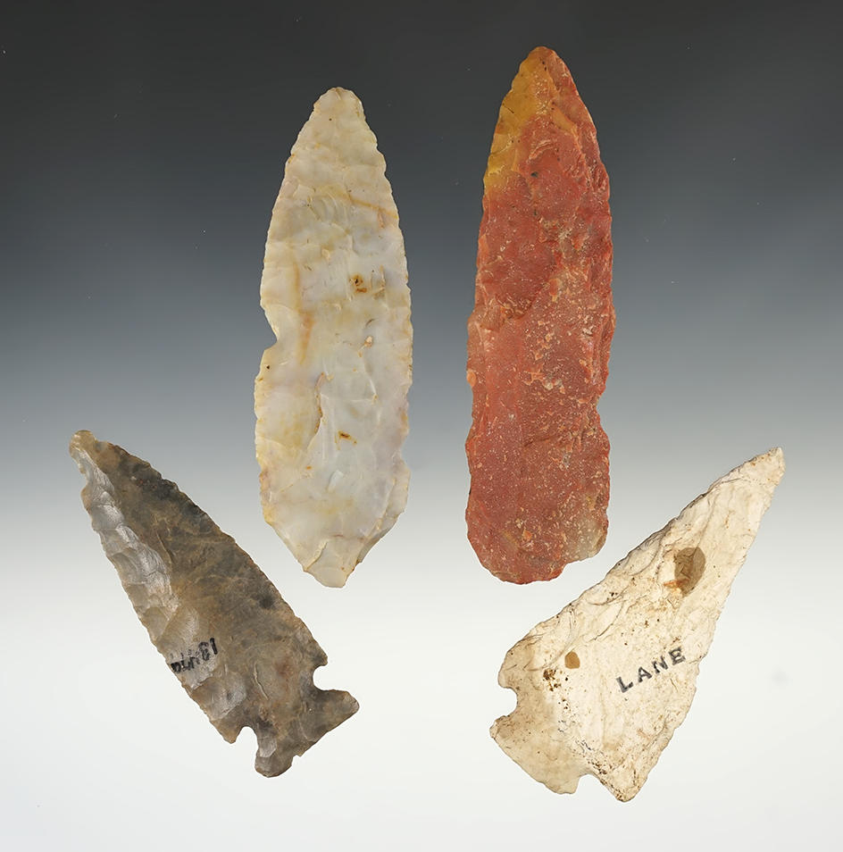 Set of 4 points found in the Midwestern U.S. The largest is 4 1/2".