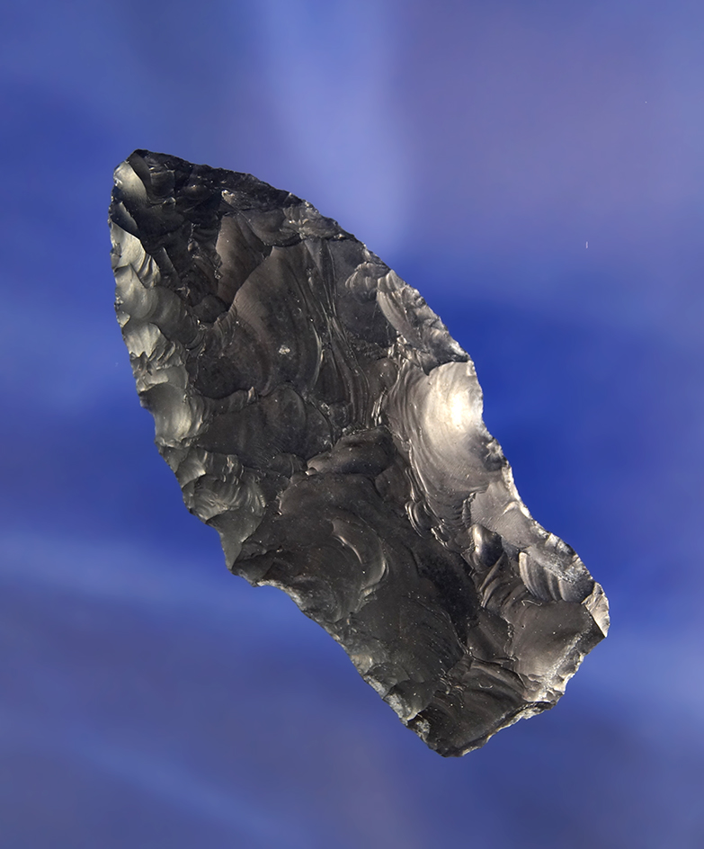 2 1/2" Paleo Lake Mohave with ground lower edges made from Obsidian - Fort Rock, Oregon.