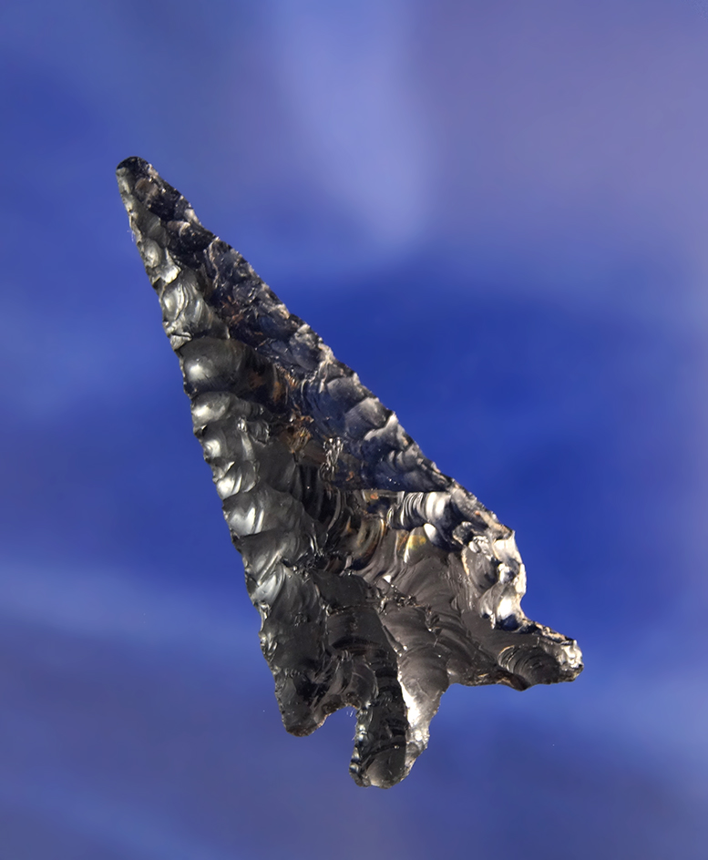 2 3/16" Obsidian Elko Eared found near Crump Lake Oregon.