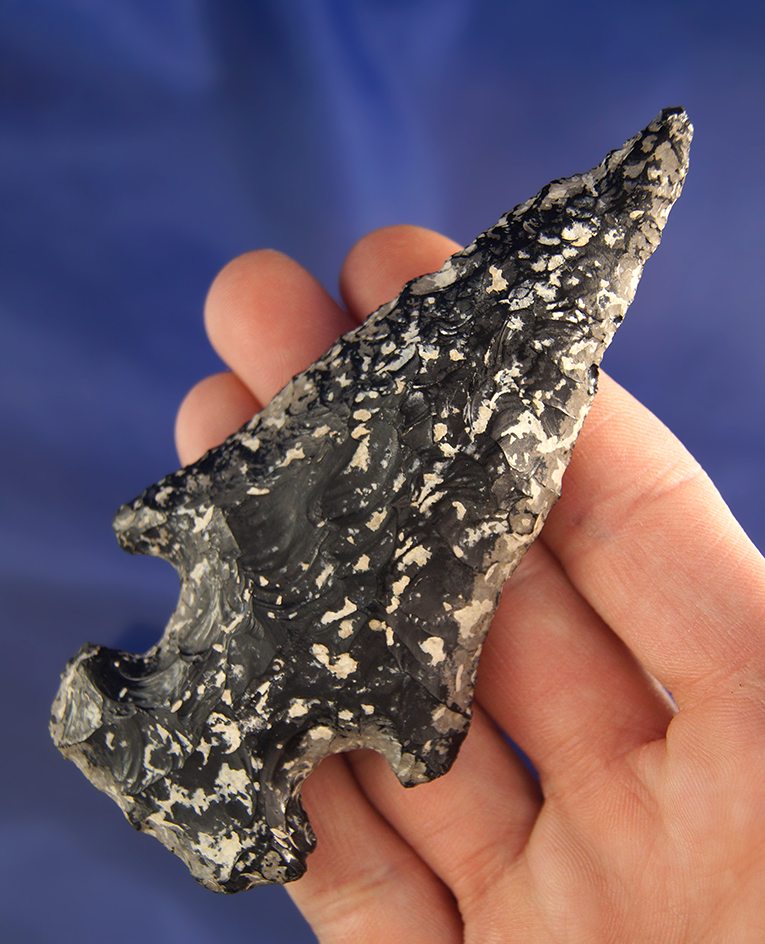 Huge! 3 15/16" heavily patinated Obsidian Northern Side Notch Knife found near Fort Rock, Oregon.