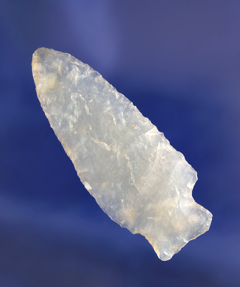 2 1/8" highly translucent Stemmed Dart Point - high-quality agate.  Wishram area of the Columbia.