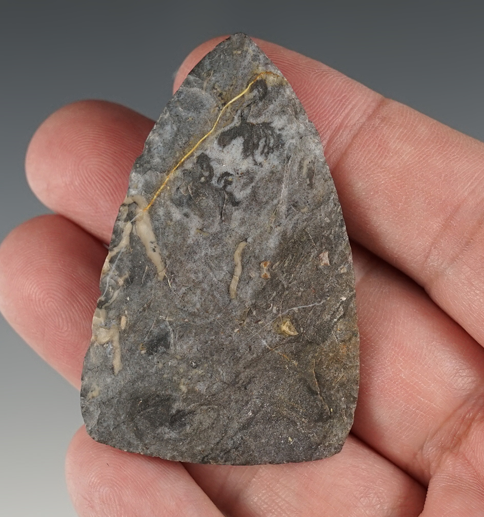 2 3/8" Ohio Trianglular Blade with grinding to the base area. Made from Coshocton flint.