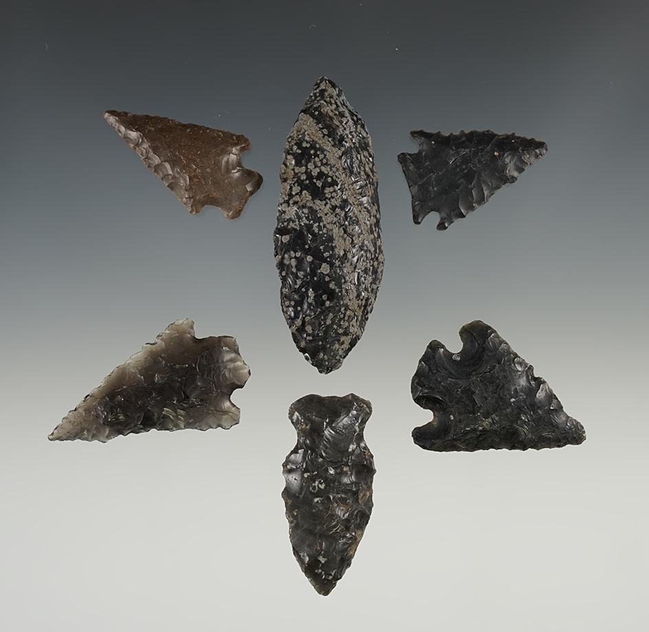 Set of 6 nicely made Western Points. The largest is 2 9/16".