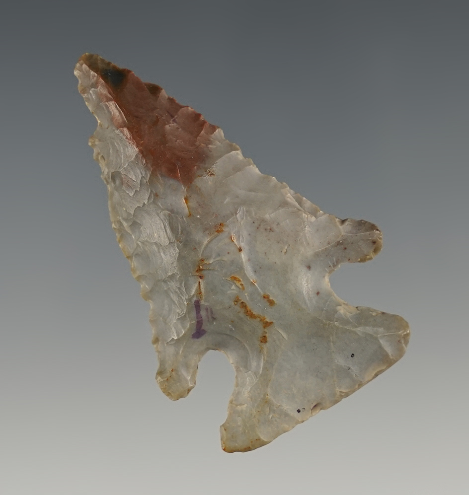 2 1/16" Ohio Thebes made from colorful flint. Found in Ohio.