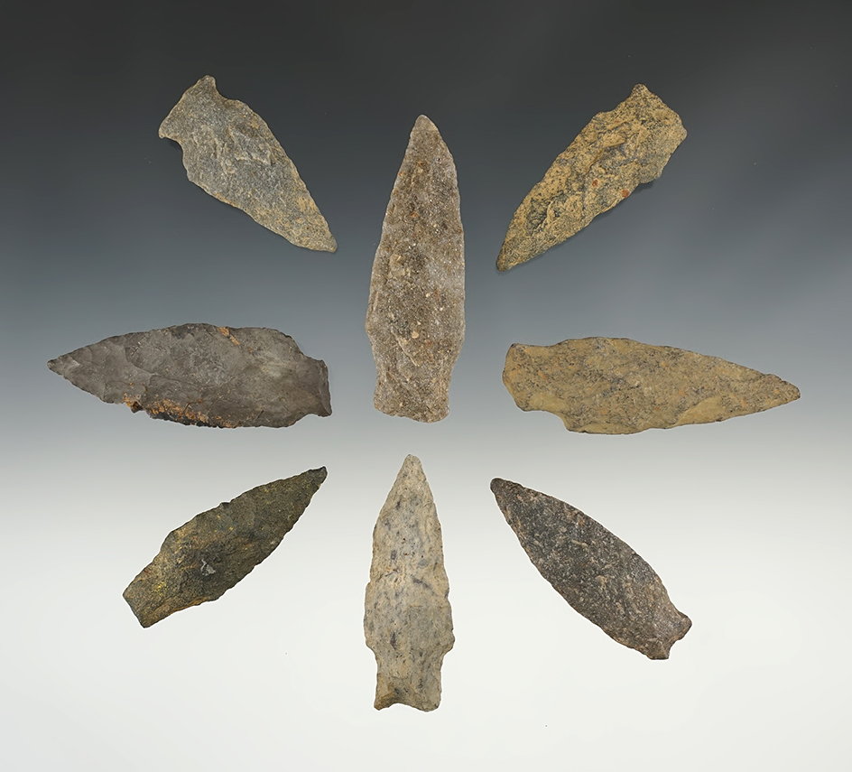 Set of 8 nice points found in the Eastern U.S. The largest is