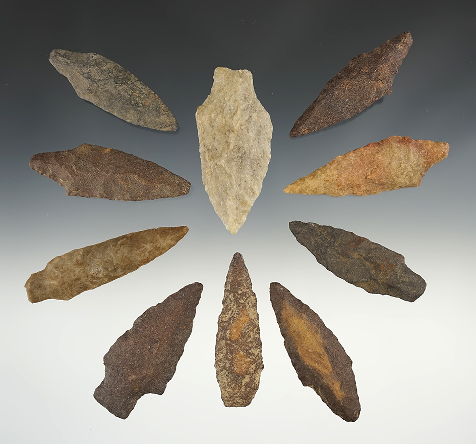 Set of 10 nice Points found in the Eastern U.S. The largest is 3".