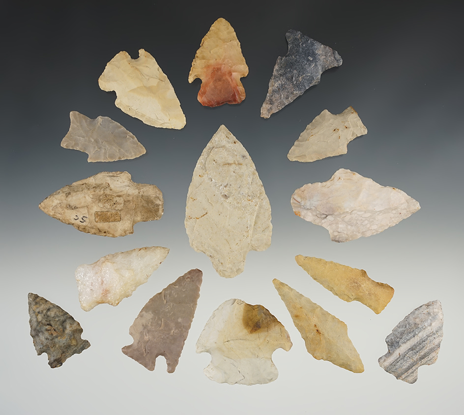 Set of 15points found in the Midwestern U.S. The largest is 2 3/4".