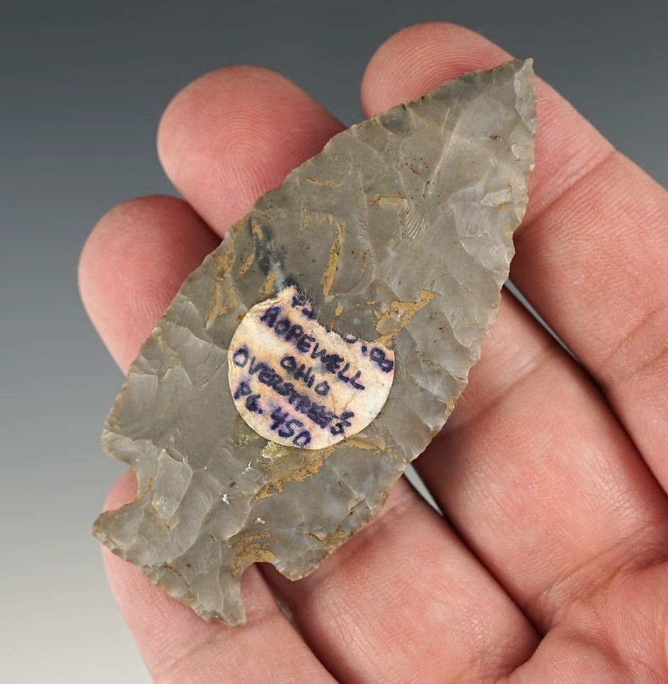 Well made 2 7/8" Corner Notch found in Ohio.