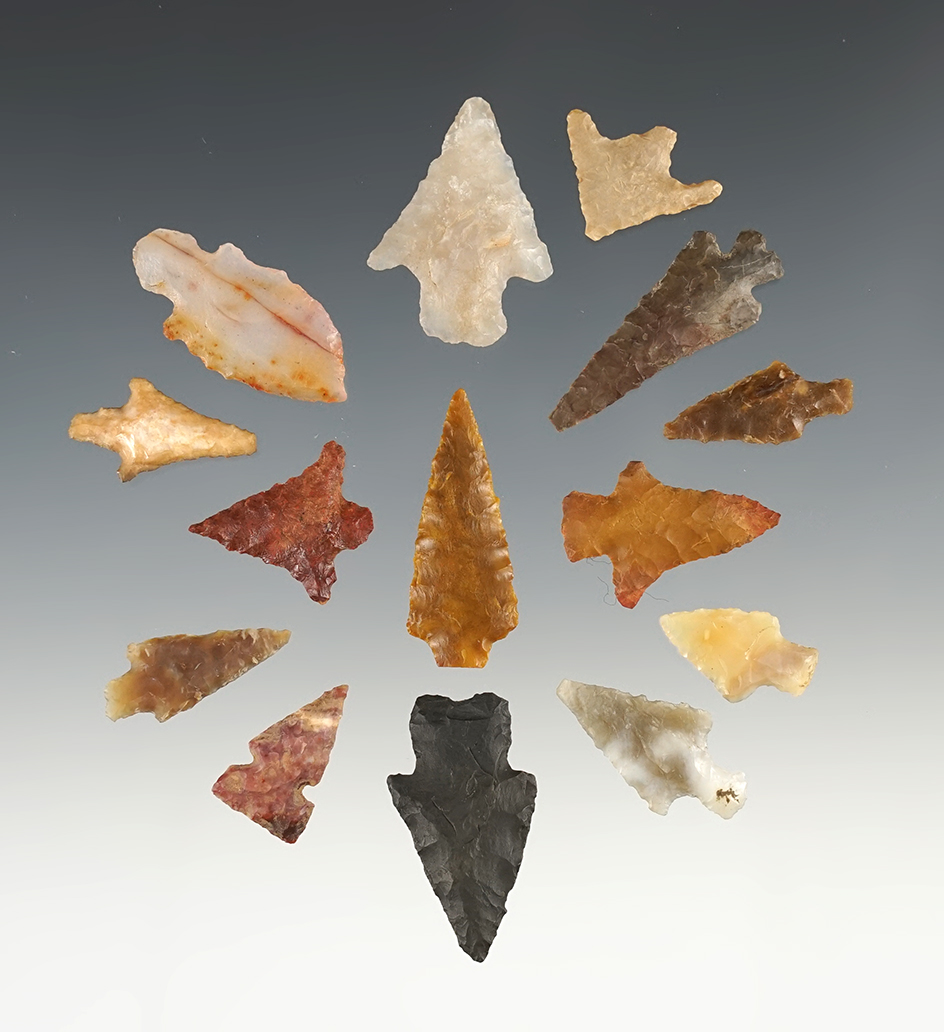 Set of 14 nicely made Western points. The largest is 1 5/16".