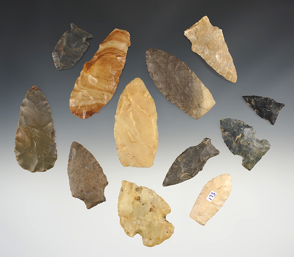 Set of 12 points found in various states. The largest is 2 15/16".