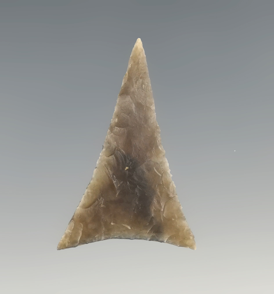 Fine 1 5/8" Kentucky Triangle made from translucent flint.