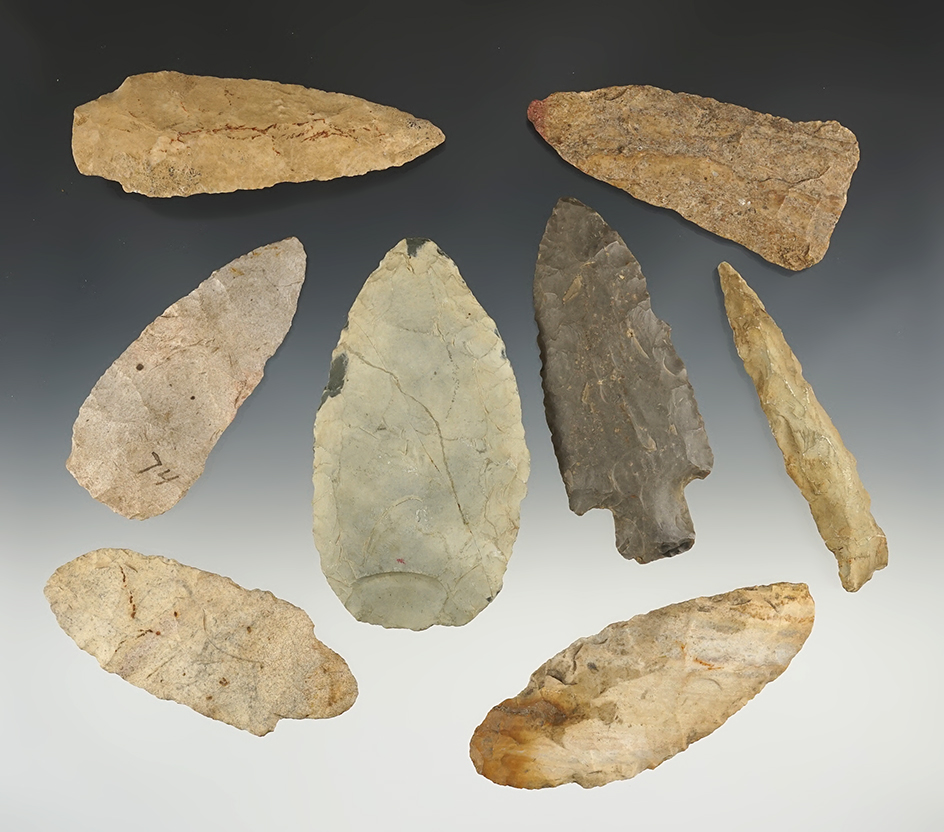 Set of 8  Blades and Knives found in various locations. The largest is 3 5/8".