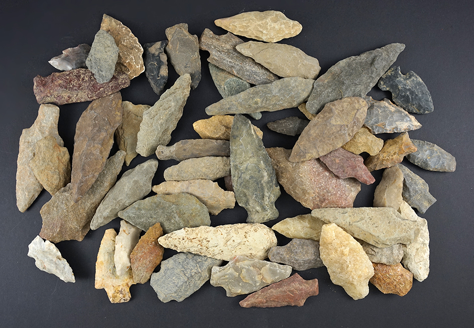 Set of 50 points found in the Eastern U.S. The largest is 3 1/4".