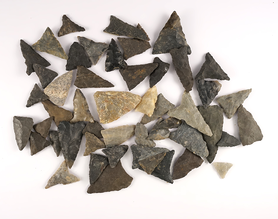 Set of 50 Triangle points found in the Eastern U.S. The largest is 2".