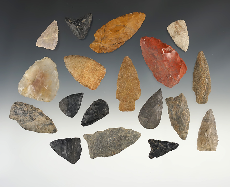 Set of 18 assorted points found in the Southwestern U.S. The largest is 2 7/16".
