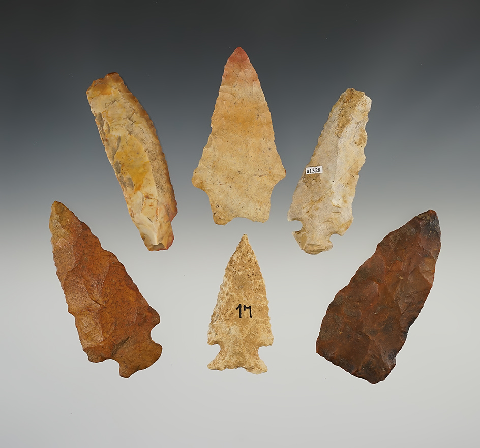 Set of 6 Deep South points. The largest is 3 1/8".