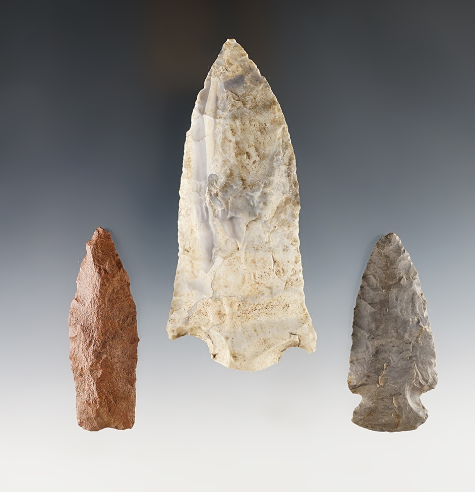 Set of 3 well made points found in the Midwestern U.S. The largest is 4 1/8".