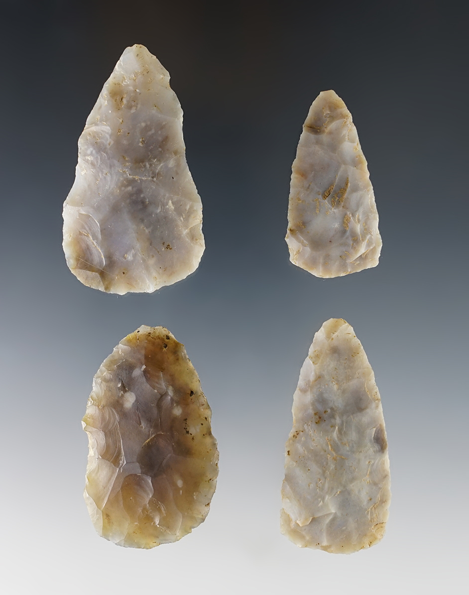 Set of 4 Blades made from translucent Flint Ridge Flint. Found by Jack Hooks around Flint Ridge.