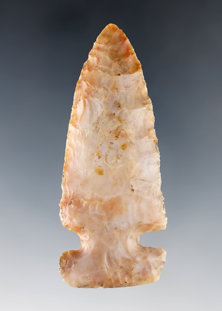 Well patinated 2 3/4" Archaic Sidenotch - Flint Ridge Flint. Found in Central Ohio.