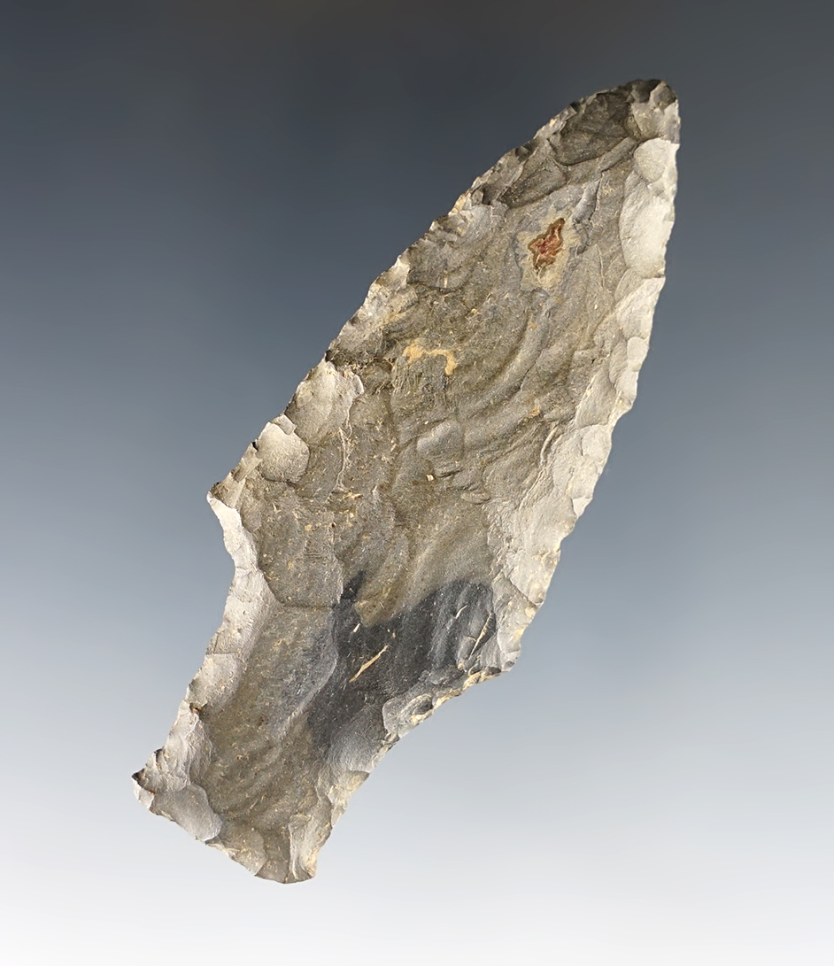 3 1/16" Paleo Stringtown Lance made from Nellie Chert. Found in Marion Co., Ohio. 