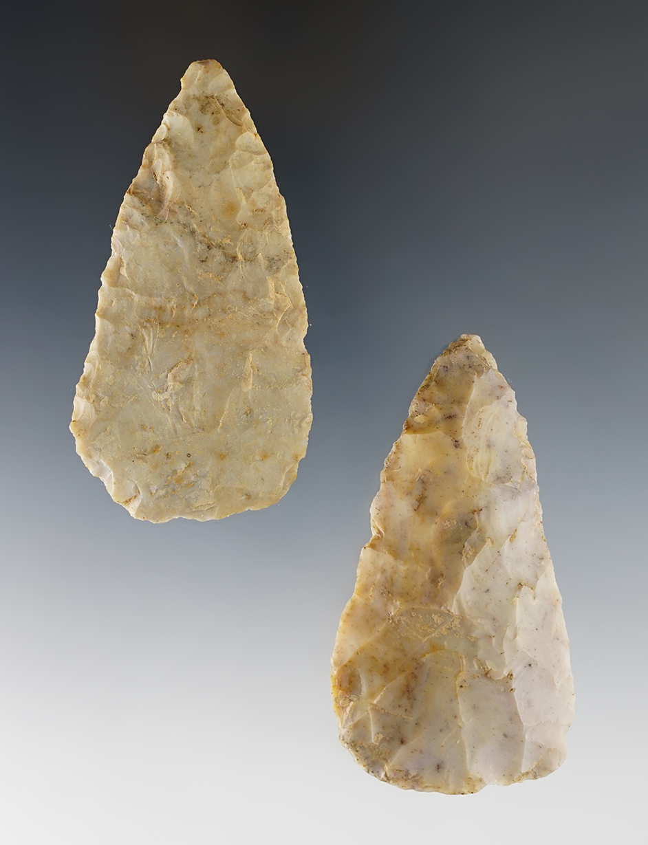 Pair of Adena Blades found East of the Flint Ridge Park, Licking Co., Ohio, by Jack Hooks in 1969.
