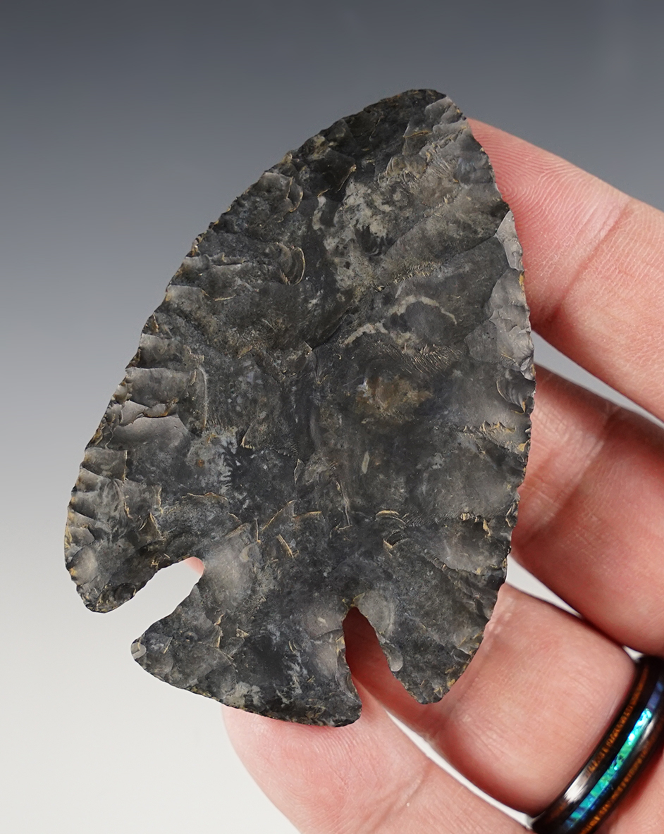 2 7/8" Classic Archaic Lost Lake made from Coshocton Flint. Found in Delaware Co., Ohio.
