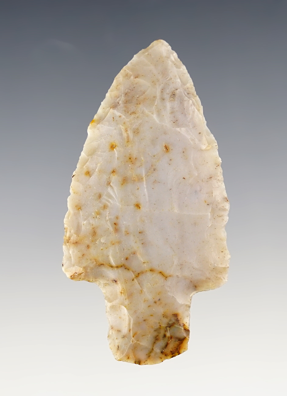 2 3/4" Flint Ridge Adena found in Ohio. Ex. Shaun Place collection. Comes with a Bennett COA.