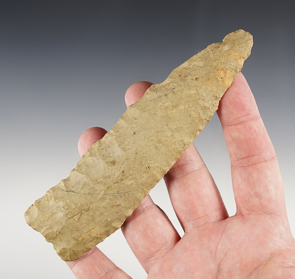 5 1/2" Archaic Knife made from green Crooksville Flint. Southern Ohio.