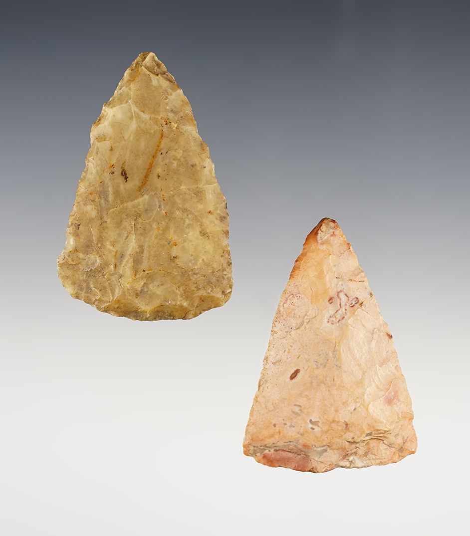 Pair of nicely colored Woodland Hopewell Blades- Flint Ridge Flint. Muskingum Co., Ohio.