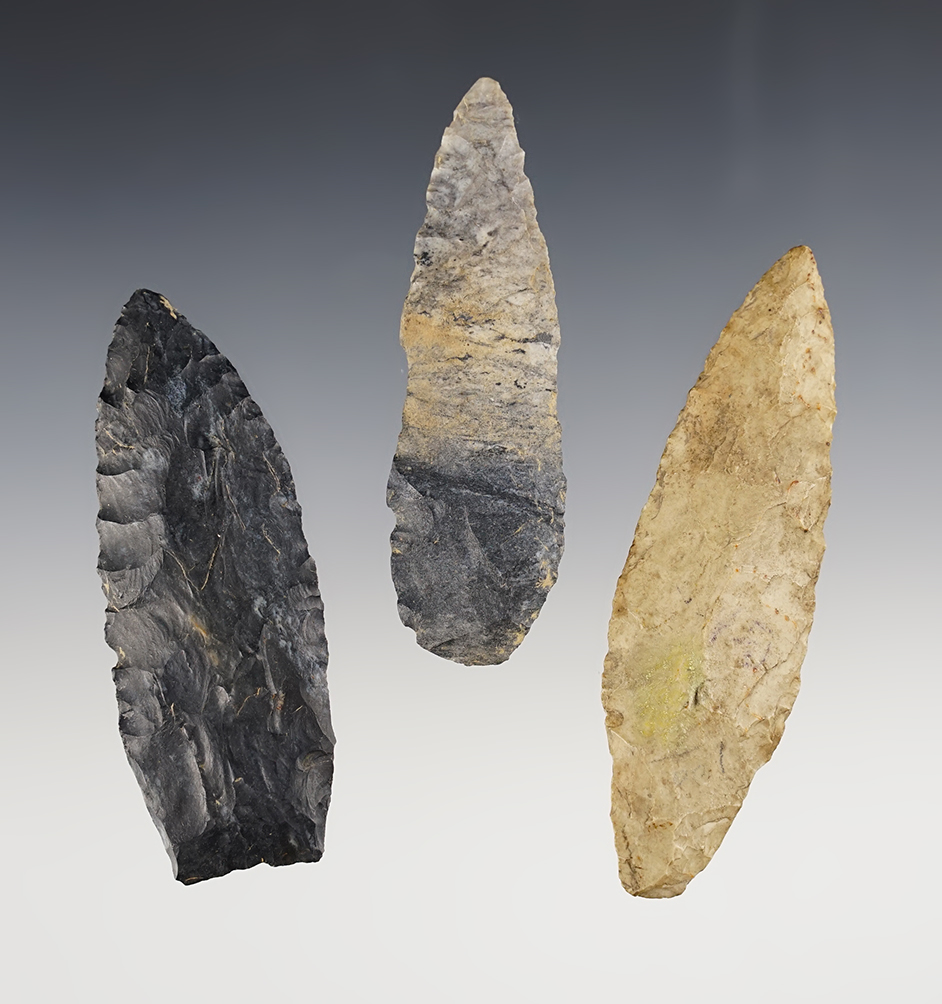 Set of 3 Ohio artifacts 2 are from Franklin Co. The largest is 3 11/16".