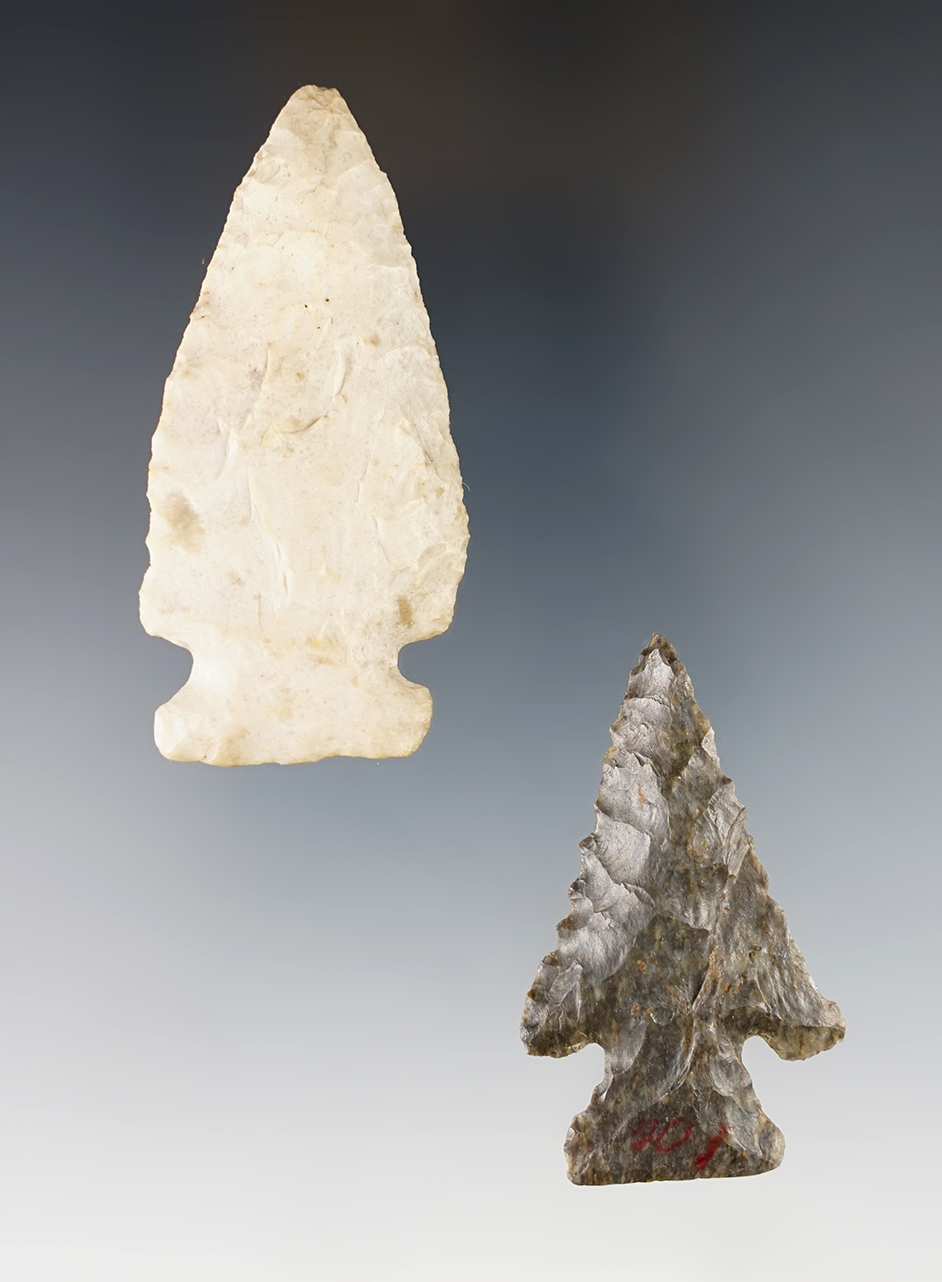 Pair of nicely made Archaic points found in Ohio. Ex. Wehrle collection. The largest is 2 9/16".