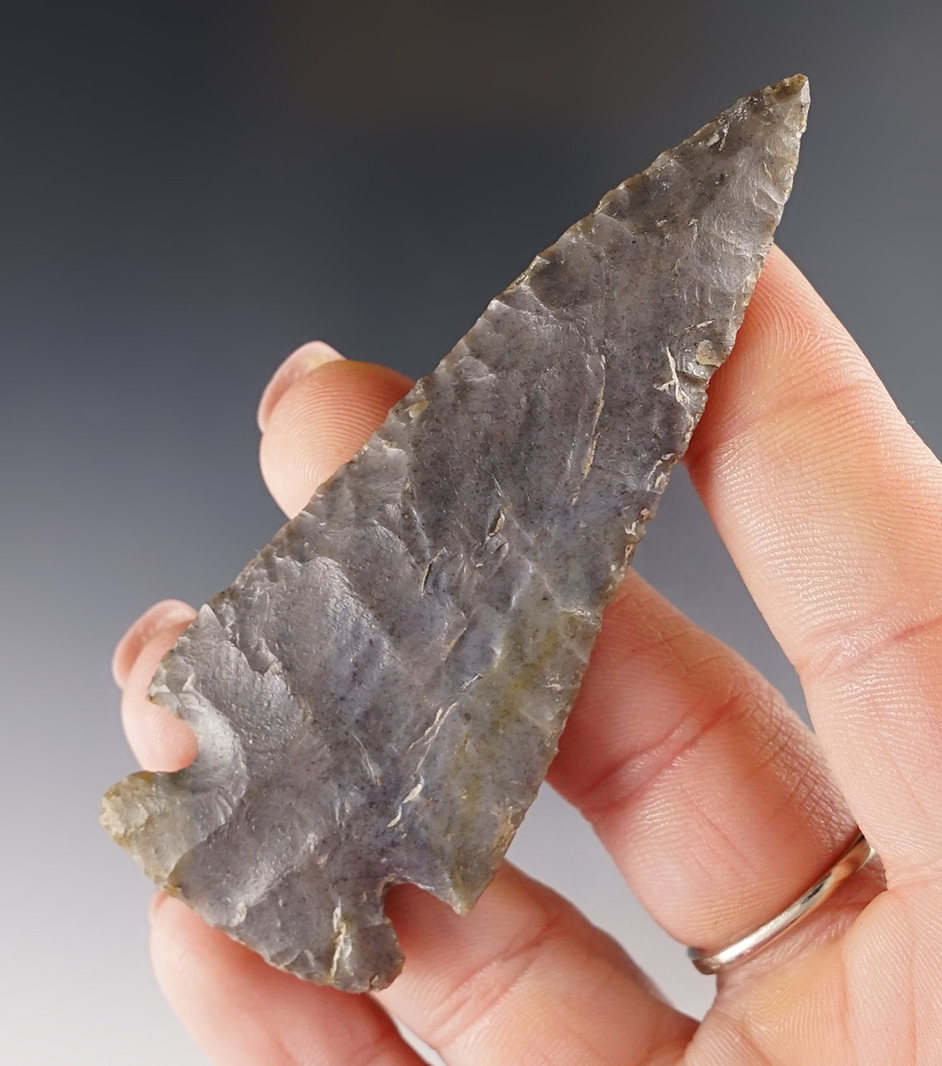 3 1/4" Intrusive Mound Knife found in Ohio. Ex. Kenneth McNeal collection.  Davis G-10 COA. 