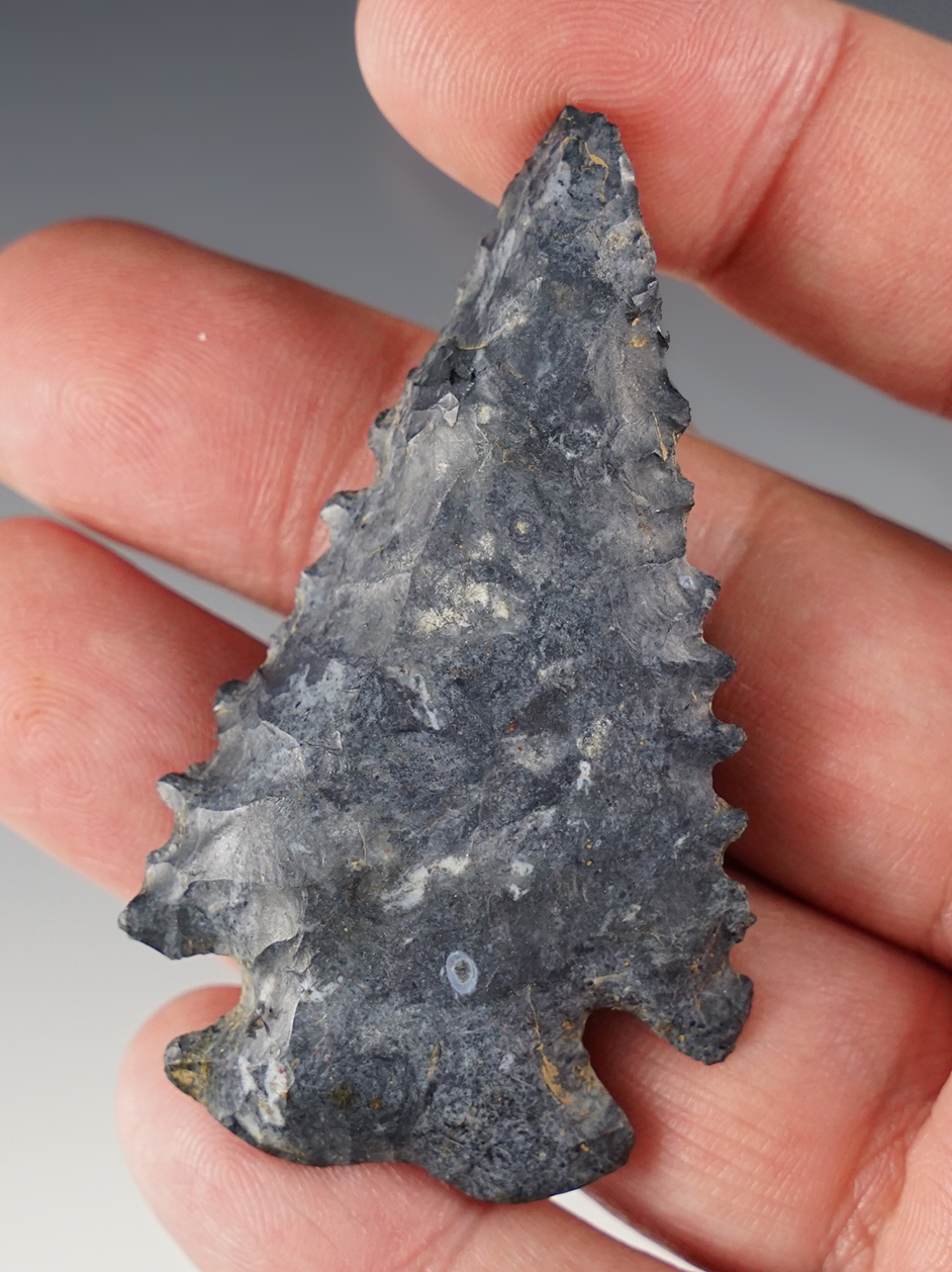 Classic style 2 9/16" Notch Base Dovetail - steeply beveled and serrated. Made from Coshocton Flint.