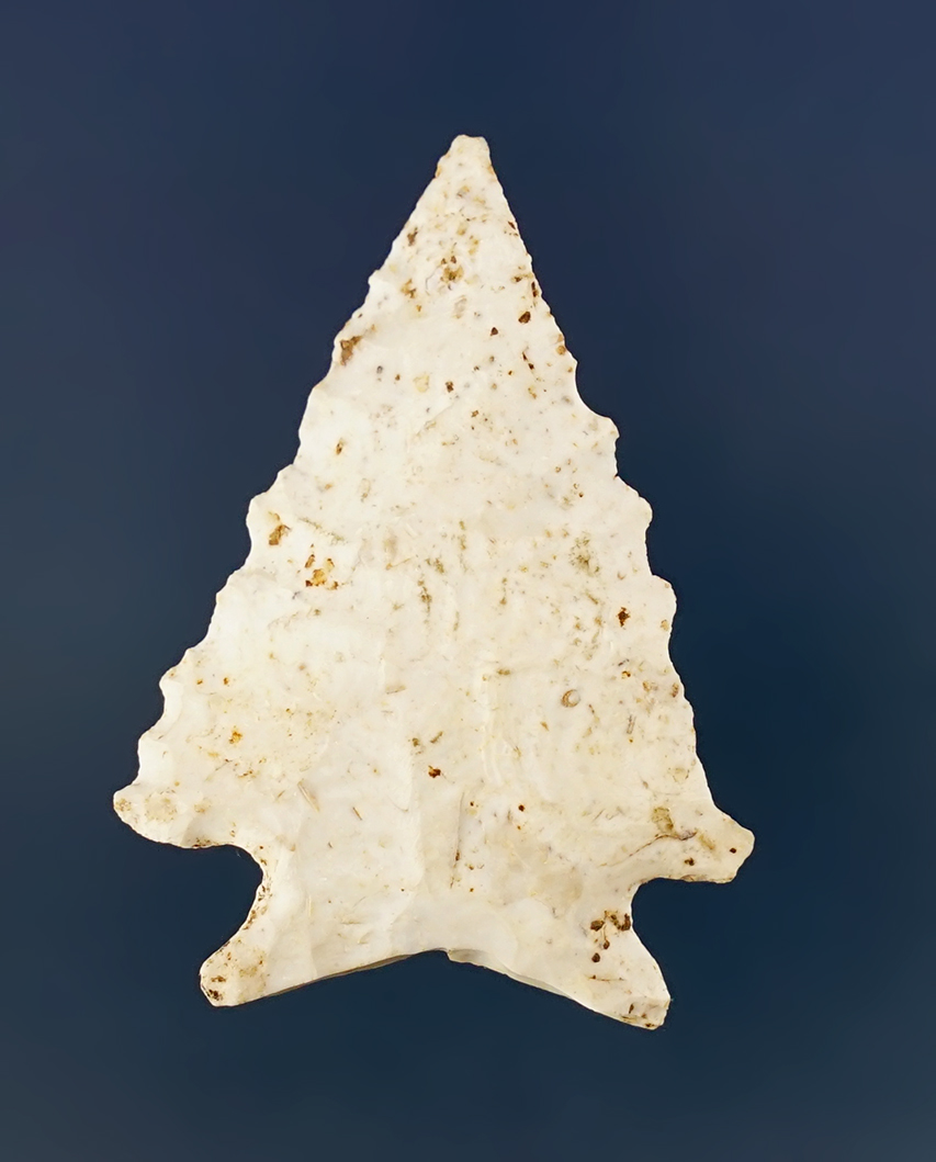 Uniquely styled 2" Decatur Fracture-Base that is steeply beveled and serrated. Found in Dayton, Ohio.