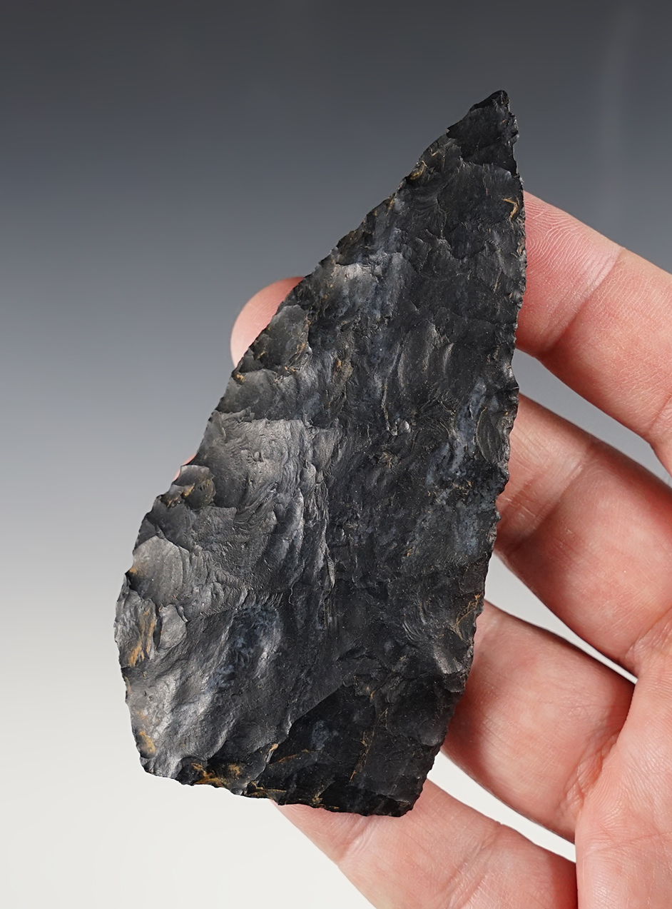 3 15/16" Archaic Knife found in Franklin Co., Ohio near Walnut Creek. Ex. Dr. Stanley Copeland. 