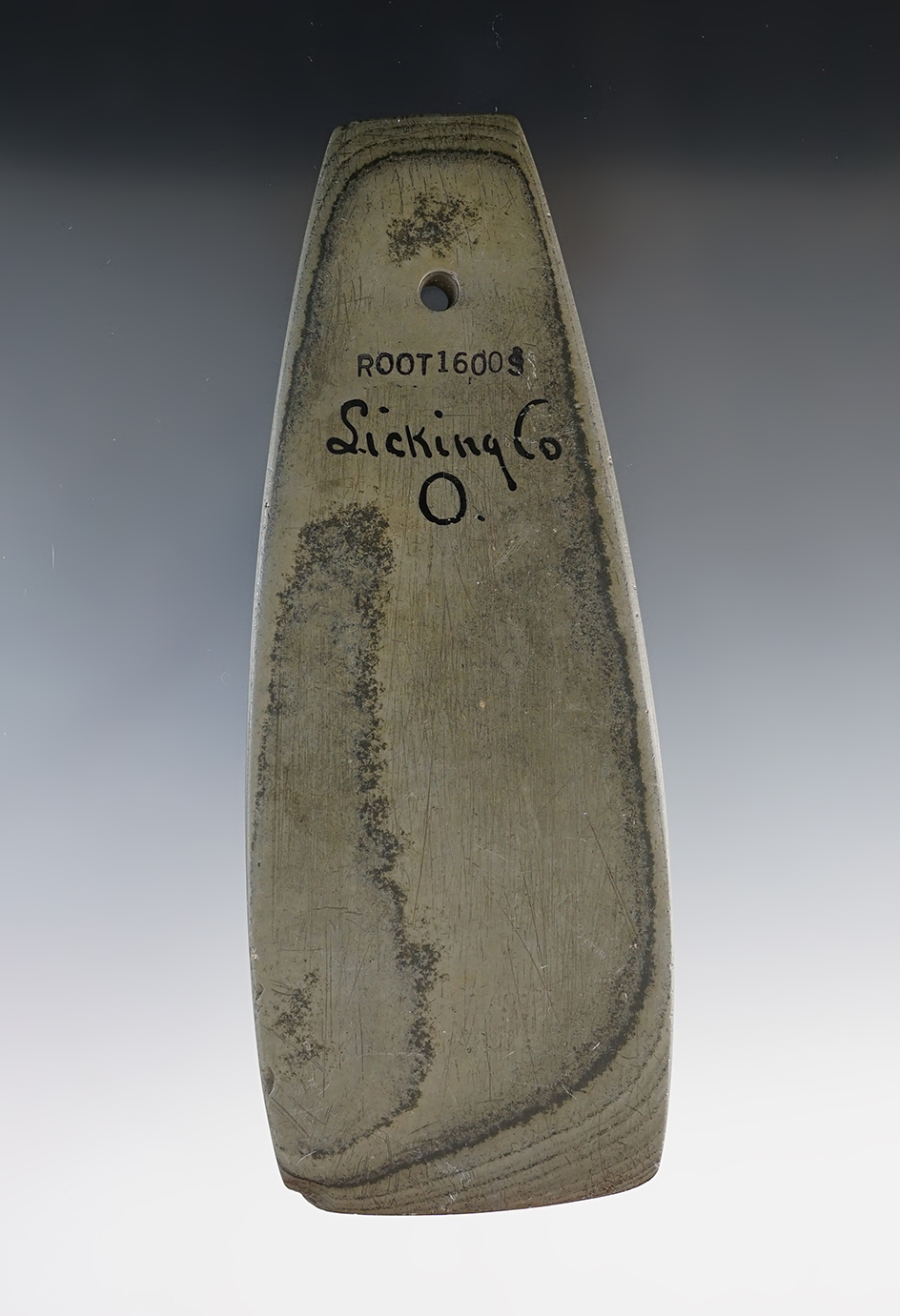 5 3/4" Hopewell Trapezoidal Pendant found in Hartford Twp., Licking Co., Ohio. Ex. Wehrle, Davis, Fu